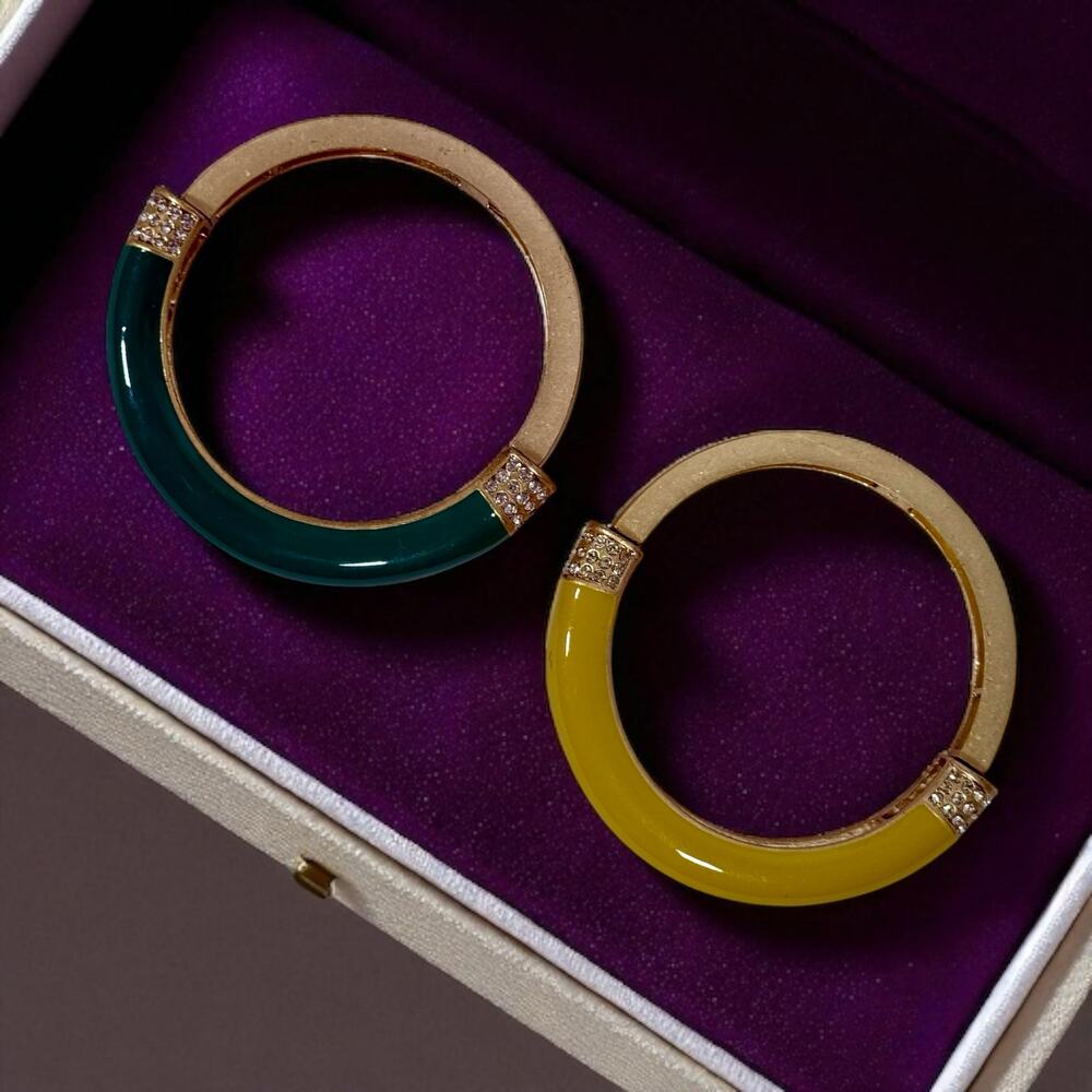 Lia Sophia Set 2 Women's Goldtone & Enamel With Rhinestones Chromatic Blacelets